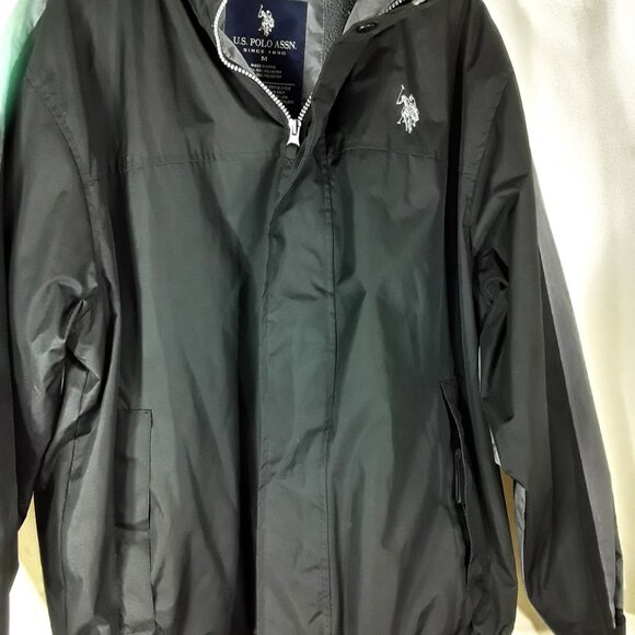US Polo Assn. All Weather Zip Jacket Silver & Black Fleece Lined Men's Sz Medium - Picture 2 of 9